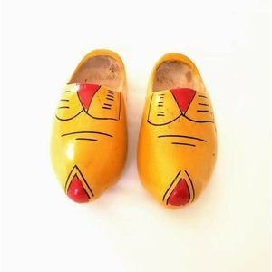 Yellow Wooden Dutch Clogs Shoes Holland Hand Painted Child-sized